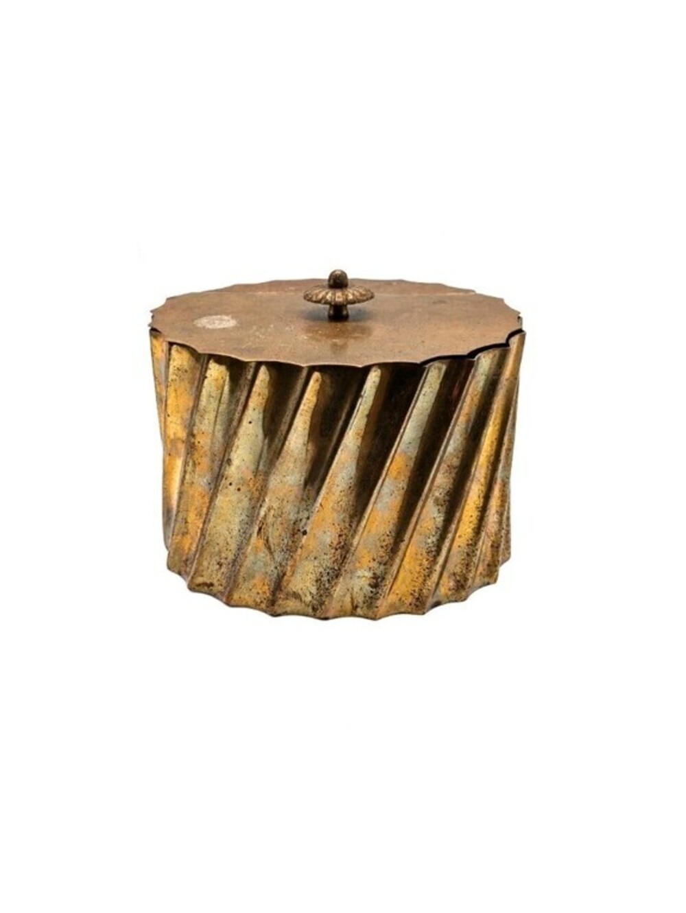 Vintage Solid Brass Trinket Box Hinged Lid Fluted Scalloped Art Deco Decor